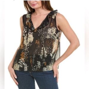 CAbi style 4185 Incandescent Top with Ruffles and Self Tie size Medium